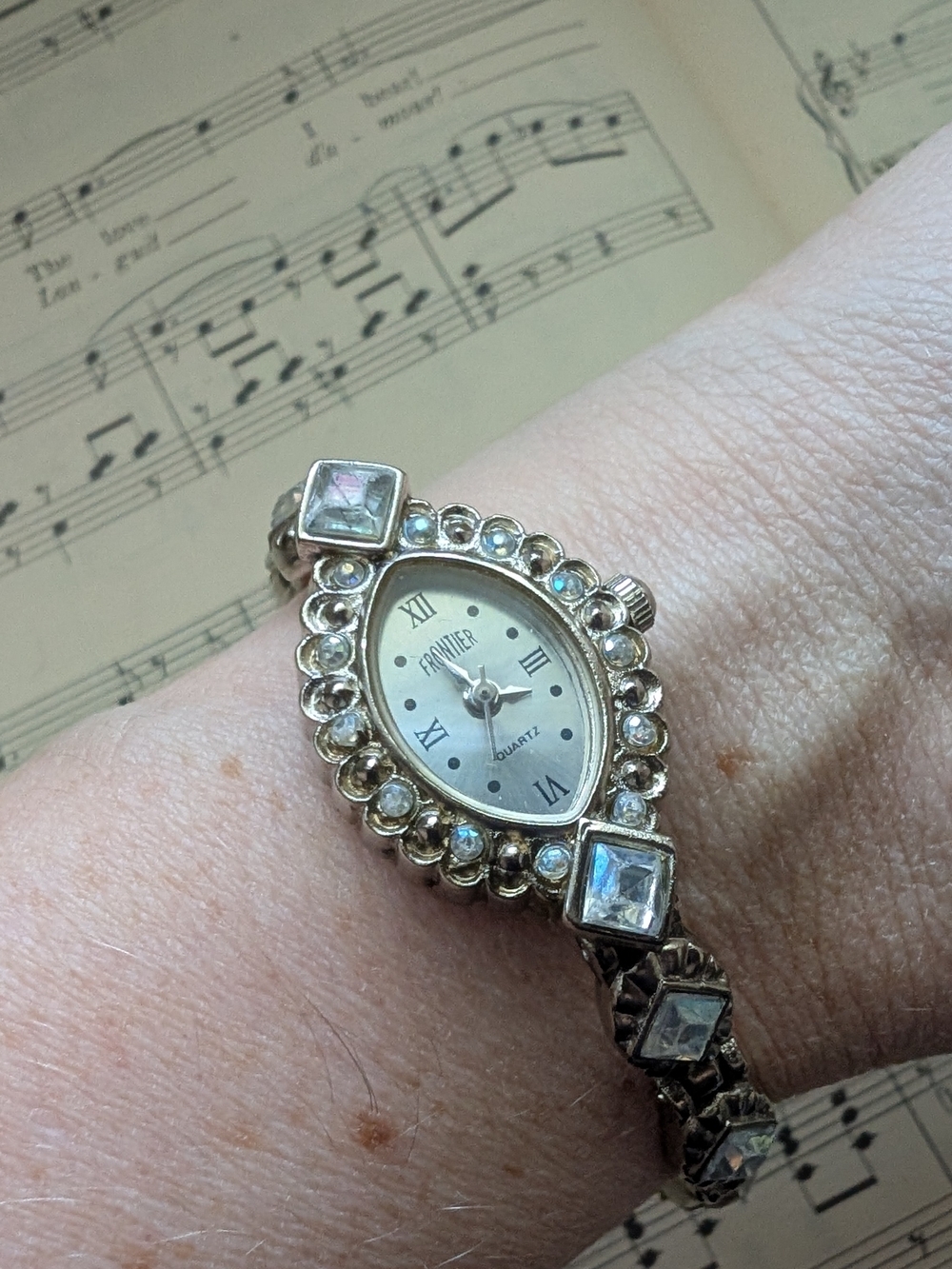 Women’s Silver-Tone Crystal Teardrop Bracelet Watch Frontier